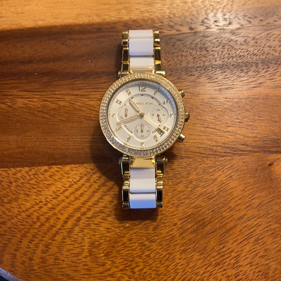 Michael Kors Accessories - Gold and white Michael Kors watch!